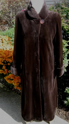 Louis Feraud Paris Sheared Genuine Brown Mink Fur Long Women's Coat - Image 1 of 4