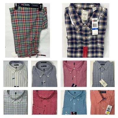 CHAPS No Wrinkle Shirt XL 34/35 Button Down Plaid Flannel Check Classic Pajama - Image 1 of 3