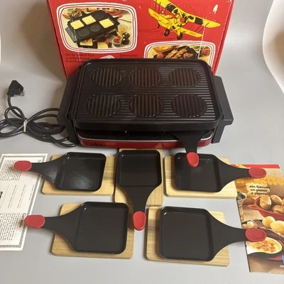 Stockli Bi-Plan Raclette Grill - 6 Person Double Decker Vtg Bi-Plane Doppel 120V - Image 1 of 4