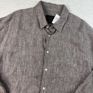 Jos A Bank Reserve 2XL Linen Shirt Gray Long Sleeve Casual Button Down  NWT - Picture 1 of 7