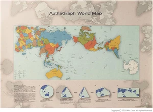 AuthaGraph World Map Poster W841mm H594mm ALEXCIOUS Size A1 2022 Brand New Japan - Picture 1 of 2