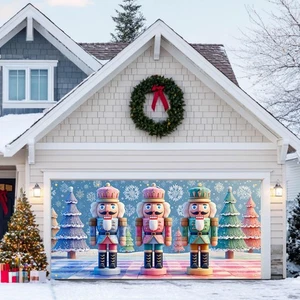 13x6ft Christmas Garage Door Cover Fairy Tale 3D Macaron Palette Nutcracker C... - Bild 1 von 7