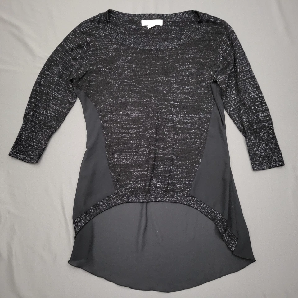 Blusa Nicki Manaj Feminina Grande L Manga 3/4 Transparente Alta Baixa Pulôver Preta - Imagem 1 de 4