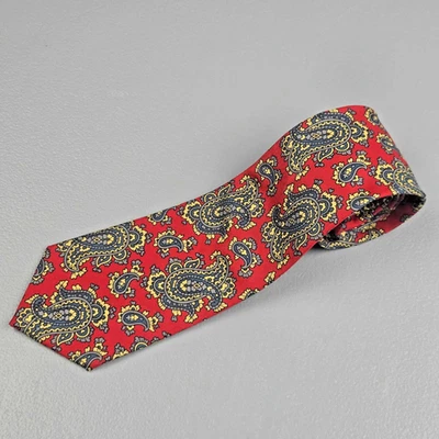 Corbata Adolfo roja estampado cachemir 100 % seda Foto 1 de 4