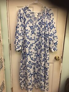 H&M 100% Cotton Drawstring Floral Dress Size Large Summer Beach Casual Travel
