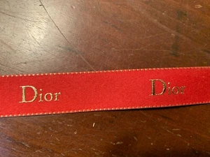 Dior Ribbon 1" Red Gold Embossed Letters New Sold By Yard - Picture 1 of 3