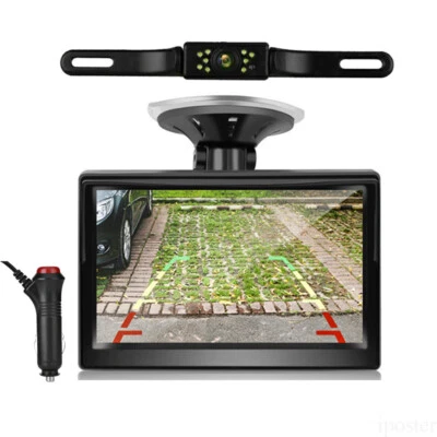 Car Rear View Backup Camera Cars HD Night Vision 5" Monitor Back Up Waterproof - Image 1 of 4