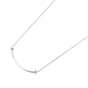 TIFFANY & CO T Smile Pequeño Collar Colgante 18KWG Oro Blanco Usado Mujeres - Imagen 1 de 7