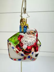 Christopher Radko Santa Carta PRIMERA CLASE Gema Vidrio Adorno de Navidad - Imagen 1 de 5