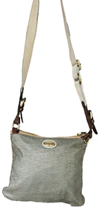 Genuine FOSSIL Leather Trim Shoulder Beige, Turquoise Bag/Purse 8 x 10 Crossbody - Picture 1 of 11
