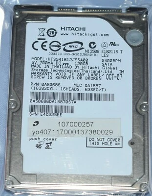 Hitachi 120GB HTS541612J9SA00 5400RPM SATA 2.5" Laptop HDD Hard Disk Drive - Image 1 of 4