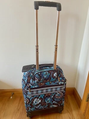 Maleta de mano Vera Bradley Java azul marrón bolsa rodante equipaje Foto 1 de 4