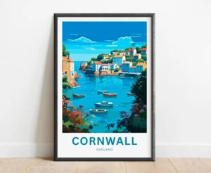Cornwall Travel Print - Cornwall poster, England Wall Art - Picture 1 of 3