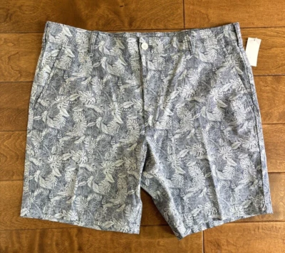 Izod Saltwater Mens Shorts Sz 42W 8" Inseam Blue Palm Print Chambray Pockets NEW - Image 1 of 4