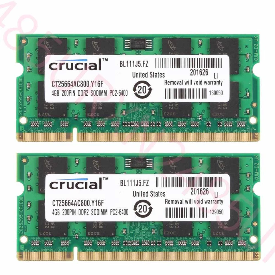 8GB 4GB DDR2 PC2-6400 800MHz RAM Crucial pour Dell Inspiron 1440 1750 1545 FR - Photo 1/4