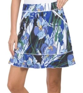NWT Ladies SOFIBELLA Blue Floral 18" Ruffle Hem Knit GOLF SKORT S M & XL - Picture 1 of 2