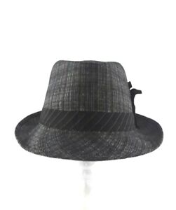 Scala Pronto Fedora Hat Black & White With Embellishments 100% Cotton One Size