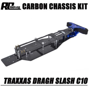 Châssis en fibre de carbone avec pare-chocs pour kit de course 1/10 Traxxas Slash Drag C10 mises à niveau - Photo 1 sur 8