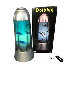 Vintage Lighted Rotating Dolphin Lamp Magma 90s Retro Aquarium Fish Working