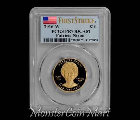 2016-W $10 Patricia Nixon Spouse Gold PCGS PR70DCAM FIRST STRIKE Cover