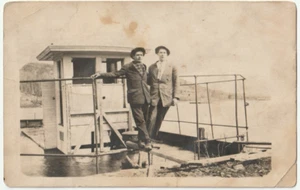 Michigan Freunde auf einem See Wasserstraße Kontrollhaus 1907 KRUXO Postkarte p1M - Bild 1 von 2