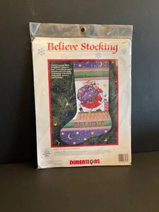 !993 Mary Engelbreit BELIEVE CHRISTMAS STOCKING Cross Stitch Kit NIP - Picture 1 of 5