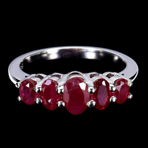 Heated Oval Red Ruby 6x4mm Gemstone 925 Sterling Silver Jewelry Ring Size 7.5