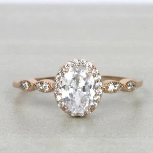 1.65ct Simulated Diamond Engagement Ring Halo Women Solitaire Rose Gold Plated - Picture 1 of 5
