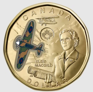 2023 Canada Loonie - Elsie MacGill COLOURED $1 - fresh from new mint roll - Picture 1 of 5