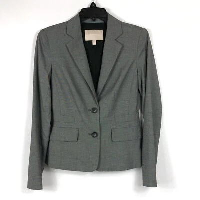 Chaqueta Blazer Banana Republic Mujer Talla 0 Gris Espiga Forrada Manga Larga Foto 1 de 4