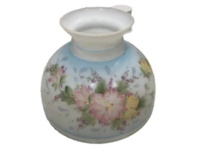 Vintage hand painted Hurricane lampshade blue pink yellow purple flowers - Picture 1 of 5