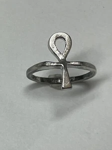 Vintage ESPO Sterlingsilber Ankh Kreuz Schleife altägyptisches Symbol Ring Größe 4,75 - Bild 1 von 7