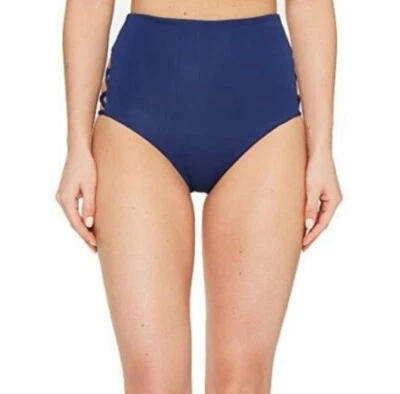Pantalones de bikini Mara Hoffman para mujer cintura alta correas laterales azul marino talla XS 4490 Foto 1 de 3