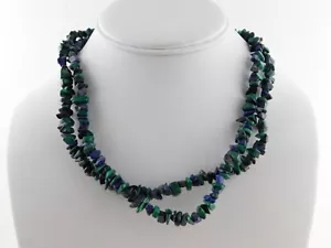 Collana Fibbia Perline Di Ciottoli Malachite e Lapislazzuli Senza Fibbia Verde Gemme Blu - Foto 1 di 10