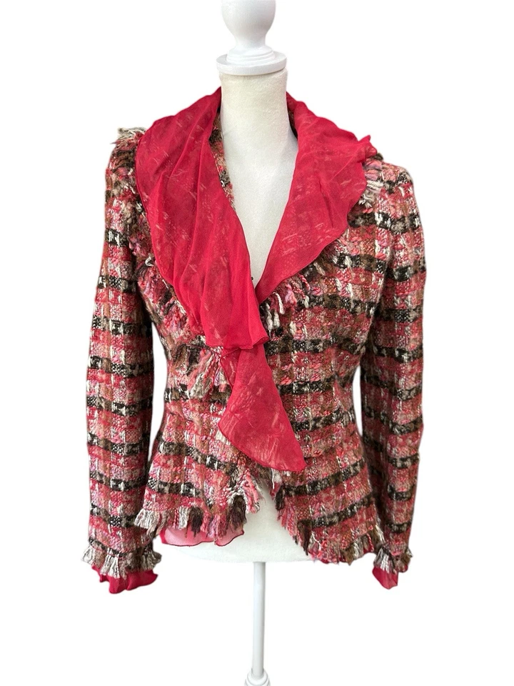 Blazer ETCETERA Rojo, Marrón Cuadros Alpaca-Mohair-Lana Tweed Talla 2 Foto 1 de 4