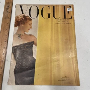 Vintage Vogue Magazine ~ February 15, 1949~ Corsets Lingerie - Imagen 1 de 6