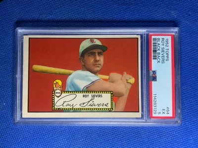 1952 Topps #64 Roy Sievers ^ St. Louis Browns ** BLACK Back **  PSA 5 - Image 1 of 2