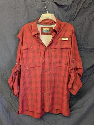 Camisa de Pesca Magallanes Equipo de Pesca Rojo Cuadros Abotonada Manga Larga Para Hombre Mediana  Foto 1 de 3