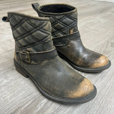 Botines Lucky Brand 7.5 Cuero Acolchado Nórdico Hebilla Boho Western Foto 1 de 4