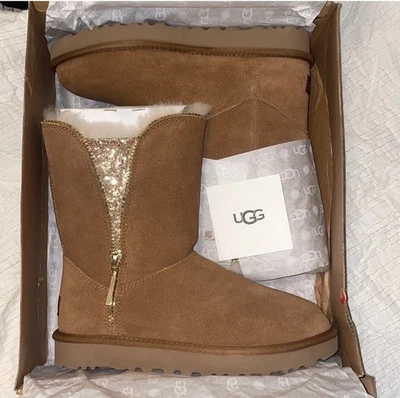 Botas UGG lentejuelas cremallera color castaño talla 9 Foto 1 de 4