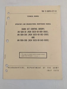 TM 11-5820-477-12 Technical Manual 1975 Radio Set Control Groups AN/GRA-39 A B - Bild 1 von 5