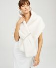 Adrianna Papell L111102 Womens White Faux Fur Wrap Shrug