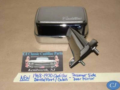 NEW 68-70 Cadillac Fleetwood Deville RIGHT PASSENGER SIDE DOOR MIRROR w/ GASKET - Image 1 of 4