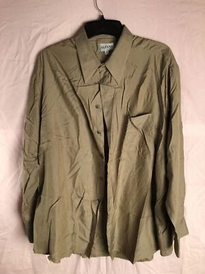 Camisa de vestir Alfani para hombre talla 18 caqui cuello extendido bolsillo frontal abotonada Foto 1 de 4