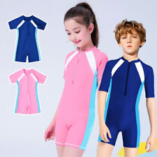 Kids Boy/Girls Swimsuit One Piece Zip Bathing Suit Short Sleeve Wetsuit Swimwear