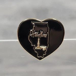 Illinois Heartland Enamel Pin Button Heart Shaped Black Hat Lapel Tie USA State - Picture 1 of 6