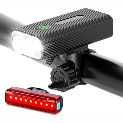10000mAh LED Bicycle Bike Lights Front Rear Tail Lamp Rechargeable Set 5 Modes - image 1 of 4