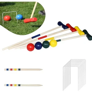 YRHome Krocket Spiel Set für 4 Spieler – Traditionelles Holzspielzeug für Garten - Bild 1 von 2