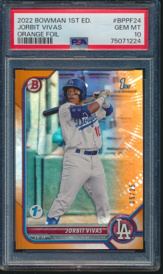 PSA 10 JORBIT VIVAS 2022 Bowman 1st Edition Pape ORANGE FOIL/25 RC GEM MINT - Image 1 of 1