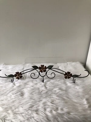 Винтажный 3 крючка полотенце одежды вешалка фермерский дом страны божья коровка железа цветы - Изображение 1 из 4